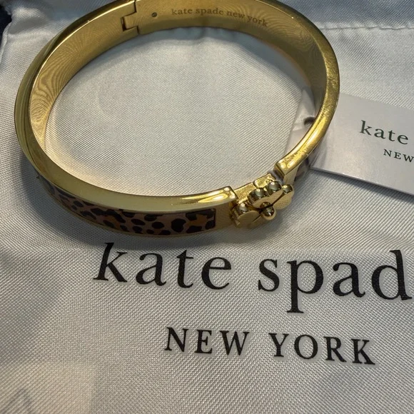 Kate Spade Gold and Leopard Print Spring Bangle Bracelet NWT - Picture 4 of 5